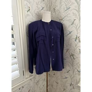 The Collector San Francisco Silk Long Sleeve Button Purple Blouse Collar sz 10